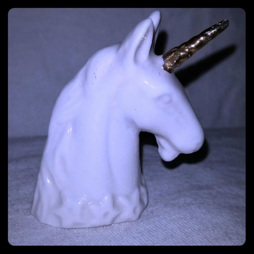 Unicorn head ceramic figurine